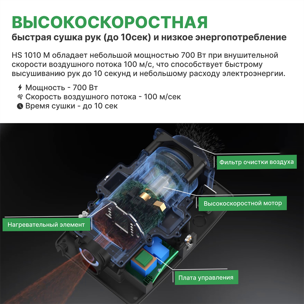 Автоматическая сушилка для рук - TOSSEN HS 1010 M купить оптом и в розницу  по выгодной цене | Автоматическая сушилка для рук - TOSSEN HS 1010 M  отзывы, доставка по Москве и России